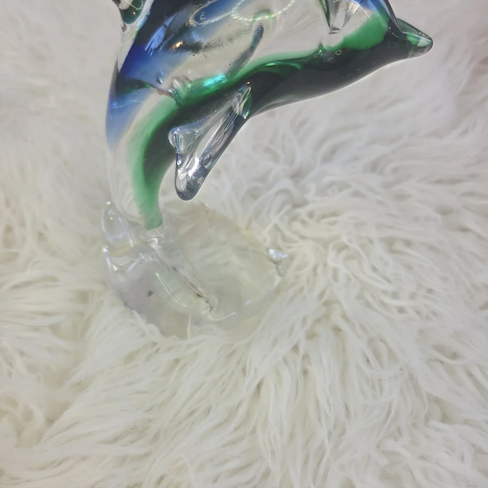 Dynasty Gallery Murano Style Art Glass Dolphin Figurine